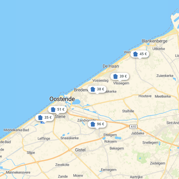 Landkarte Belgische Küste