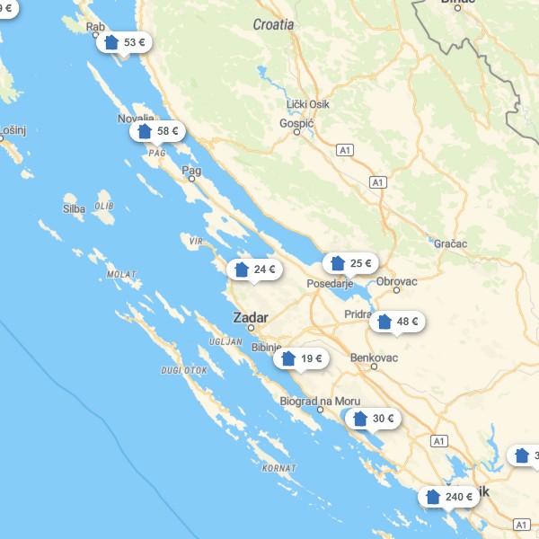 Landkarte Zadar & Umland