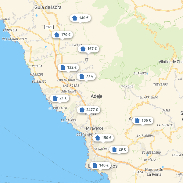 Landkarte Teneriffa Süd