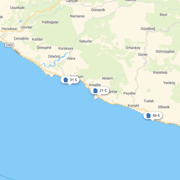 Landkarte Türkische Riviera