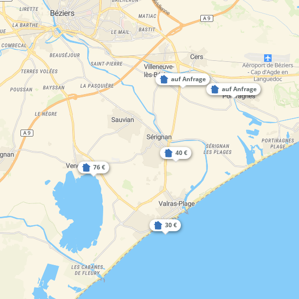 Landkarte Béziers & Umland