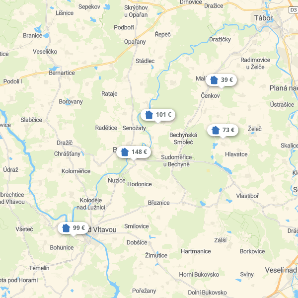 Landkarte Budweis Kreis