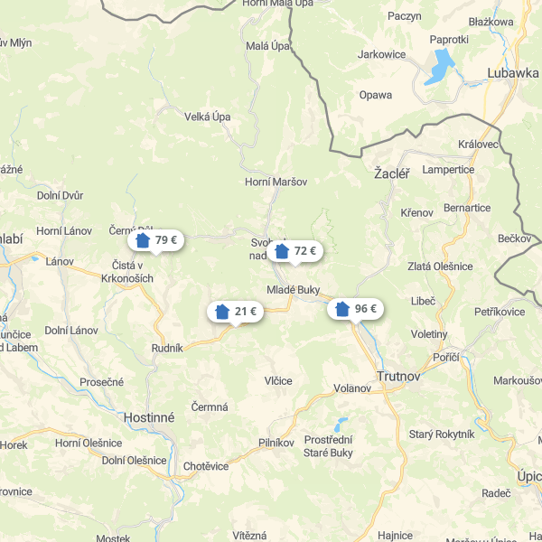 Landkarte Region Königgrätz